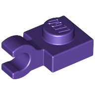 Lego destička 1x1 se svorkou (úchytem) vodorovně, tmavě fialová (6173790)